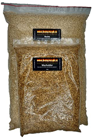 Räuchermehl 0,5-1,5 mm Körnung-Räucherspäne Buche-Wacholder 800g Buche + 200g Wacholder-Mehl Buchenmehl-Wacholdermehl BBQ