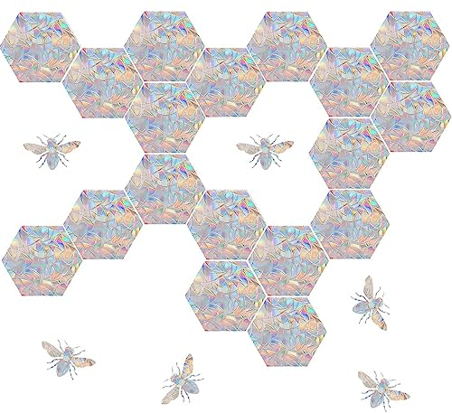 VIKY® 24 Stück Vogelschutz für Glasscheiben, Prisma Fensteraufkleber Vogelschutz Groß, PVC Vogelaufkleber für Fensterscheiben, Suncatcher Sticker Regenbogen Fensterfolie, Vogelschutz Aufkleber Fenster