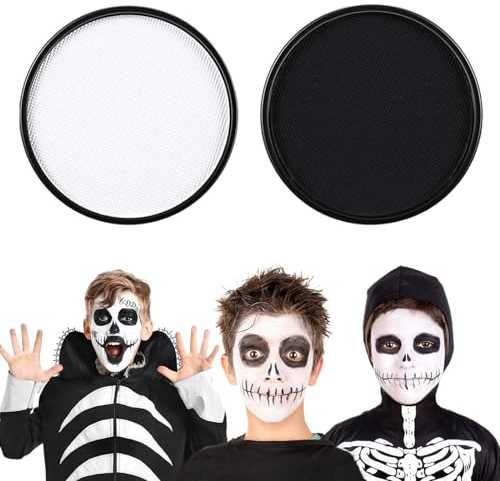 IWTBNOA Kinderschminke Set, Halloween Gesicht Schminke Schwarz Weiß, Karnevalsschminke, Fasching Schminke Kinder, Fasching Gesichtsfarben, Bodypainting für Halloween Karneval Clowns Cosplay Make-Up