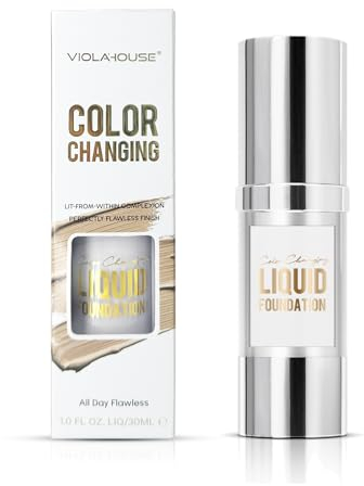 VIOLA HOUSE Color Changing Foundation, Liquid Foundation Makeup For Face, Color Changing Flawless Finish Foundation, Lightweight, Moisturizing Glow, 1.0 Fl Oz (medium skin color, 1.0 Fl Oz/30ML)