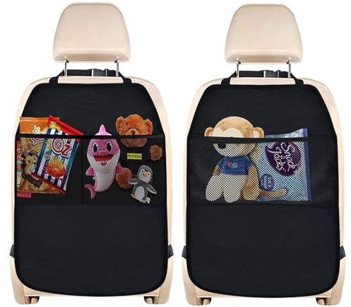 Tundwhite 2 Stück Autositz Rückenlehnenschutz,Wasserdichter Rücksitzschoner für Kinder,Autositz Organizer,Autositz Organizer zum Aufbewahren von Kindersachen, Kick-Matten Schutz