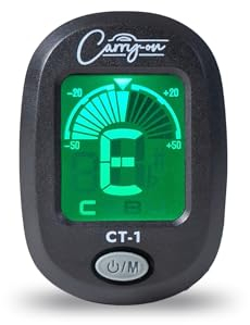 Carry-on CT-1 Chromatisches Stimmgerät für Gitarre, Bass, Ukulele C mit schwenkbarem LCD-Bildschirm, Schwarz