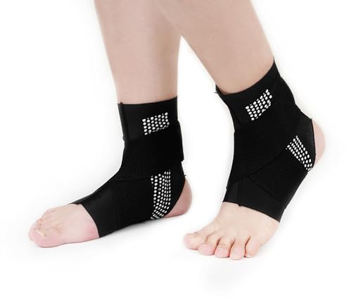 Fjäderbensbandage 2 stycken, professionellt ankelbandage för kvinnor/män, kompressionsstrumpor fotbandage för plantar fasciit, artrit, stuvad fotled, hälsenan, sport (svart, XXL)