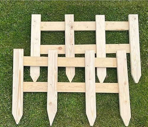 ZNX Charming Large Wooden Fence Panel Picket Fencing Garden Wood Path Panel Border Fence Set Border Outdoor Decor Wall in Pack of 2 / Pack of 3 / Pack of 4 / Pack of 8 / Pack of 12 (2)