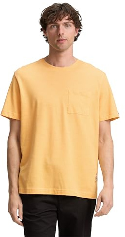 TOM TAILOR herr-t-shirt med bröstficka, 37306 – persika orange vit injecerad, M