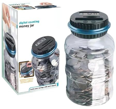 Hucha Electrónica - Hucha Electrónica de Ahorros Reino Conteo Automático, Tarro de Conteo de Monedas con Pantalla LCD | El Tarro Espacioso del Dinero del Contador de Monedas de la alcancía 1.8L