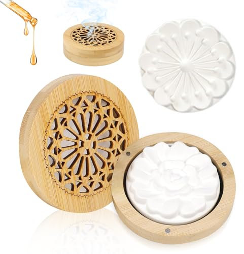 YSOOUA 2 Pezzi Diffusore di Oli Essenziali Pietra Diffusore d'Aria in Pietra Profumata Diffusore Olio Essenziale Diffusore Oli Essenziali Piccolo con 1 Scatola di Profumo di Legno (A)