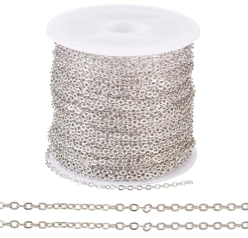 Boutigem Catena a maglia ovale piatta in ferro, 10 m, 2 x 1,5 x 0,3 mm, per collane fai da te, bracciali, gioielli, artigianato