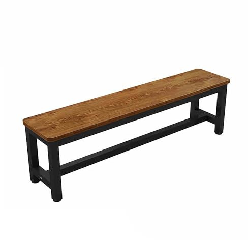 RYZQWE Panca da Pranzo in Stile Fattoria, Portascarpe in Legno, Panca per Ingresso, Tavolo, Panca per Letto, Sedia da Pranzo in Acciaio e Legno Bruciato, Dark Brown Black