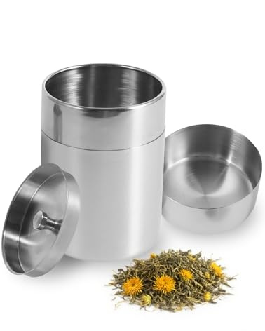 EALRIDV Teekanister Luftdicht Aus Edelstahl, Vorratsdose Mit Deckel Für Tee, Kaffee, Zucker, Kleine Edelstahl Teedosen Für Küche, Büro, Camping