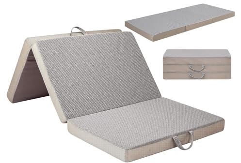 Gwydre Tri-fold Memory Foam Mattress,190 * 90 * 10 Single Mattress Portable Floor Bed with Washable Cover, Collapsible for Travel & Camping & Yoga (190x90x10)