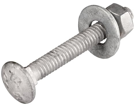 5/16 x 2-1/2 (50 Pack) Galvanized Carriage Bolt Kit Grade 307A Includes 5/16 USS Flat Washers (50 pcs) and 5/16-18 Hex Nuts (50 pcs), Hot Dip Galvanized for Exterior Use by Makers Bolt