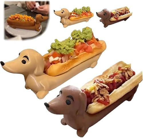 Bandeja de perro salchicha, divertida bandeja para servir sushi con perritos calientes, plato de comida para dulces, plato de cena para cachorros, decoración del hogar, bandeja reutilizable para