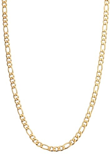 Kritz Collar con Cadena Figaro Chapado Oro para Hombre y Mujer - Cadena Fina Modelo Figaro Eslabones Ancho 3 mm Longitudes 40 45 50 55 60 Cm - Joyas Regalo Unisex (60 Cm)