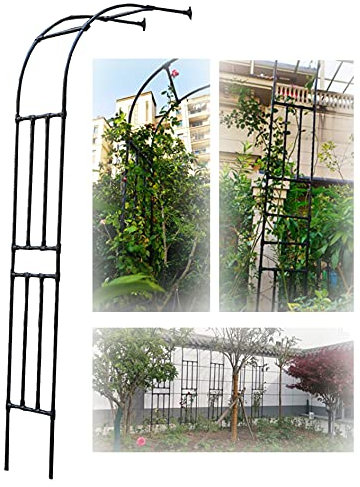 Baldacchino per pergola in metallo, traliccio da giardino a mezzo arco per piante rampicanti, decorazione per matrimoni all'aperto, decorazione per feste, arco nero per terrazze e giardini