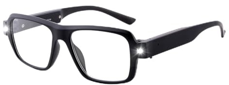 OKH Occhiali da Lettura con Filtro Luce Blu e Luci LED Integrate Ricaricabili, per Uomo e Donna Nero 2.0