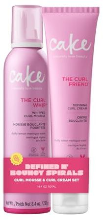 Cake Beauty Curl Defining Cream & Whipped Curl Mousse 2pk, The Curl Friend- For Moisture, Definition & Hold- For Curly Hair