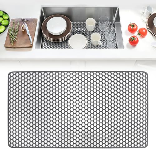 Tappetino per lavello, in silicone, 72 x 40 cm, antiscivolo, per scolapiatti da cucina, tappetino protettivo per lavello