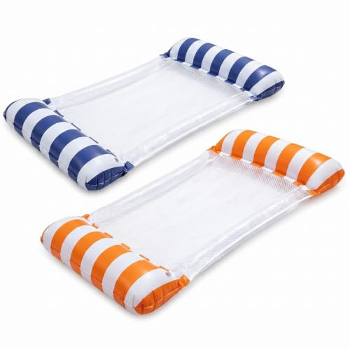 YEDPGUE 2 PCS 4 en 1 Hamac Gonflable & Bouee Piscine, Matelas Piscine Gonflable à Maille Filet,Hamac de Piscine, Transat Flottant Pliable,Accessoire d'Été pour Adulte, Idéal pour Piscine et Plage