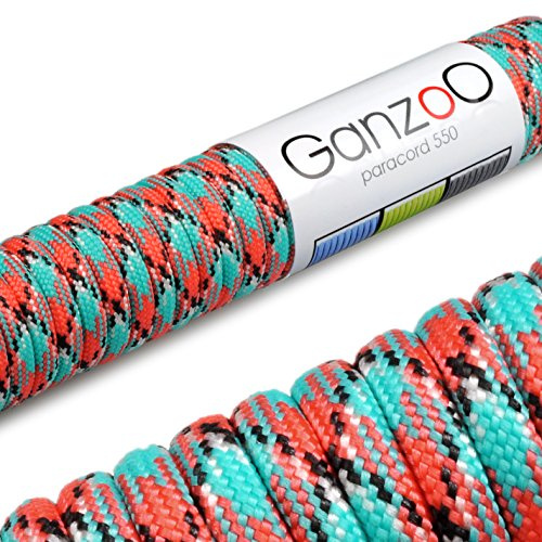Cuerda Paracord 550 Multiusos 31 m, diámetro 4 mm, Resistencia hasta 250 kg, cordón para Camping, Supervivencia y Uso Outdoor, Atar, asegurar y organizar, amarres de Carga, Bricolaje, Manualidades