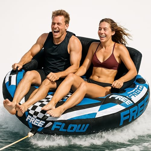 SereneLife Tube de Remorquage Gonflable Robuste – Bateau/Bouée Gonflable, Tubes/Towables Inflatable pour Sports Nautiques avec Sièges en Mousse, Vessie en PVC, Poignées