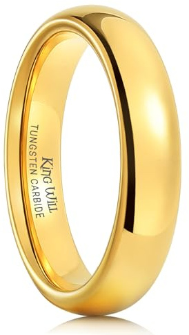 King Will Glory - Anello nuziale da uomo in carburo di tungsteno, placcato oro/oro rosa, lucidato, comodo, curvo, 69.7 (22.2), Carburo di tungsteno, Non pietra preziosa