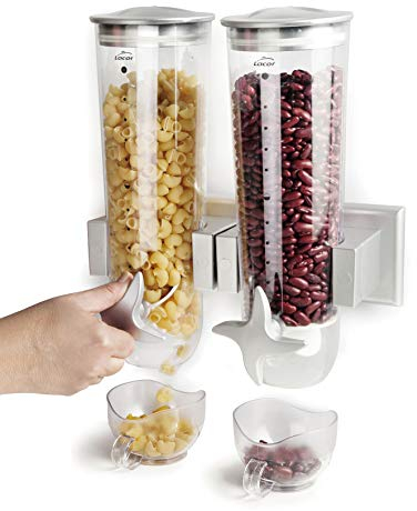 LACOR 62542 Dispensador de Cereales Giratorio de Pared Doble, 2x1'50 litros, Plástico
