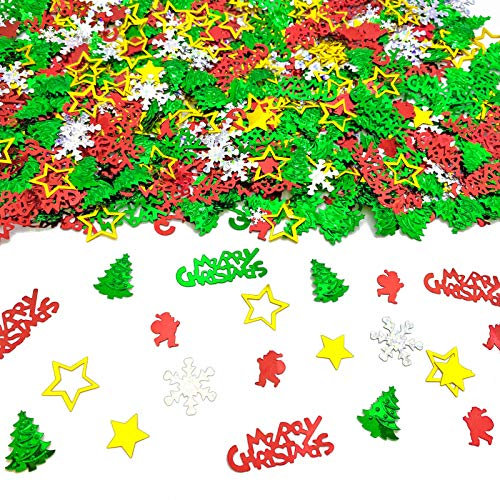 Christmas Confetti Star | Glitter Confetti Sprinkles for Xmas Party Table Scatters Decoration | Winter Wonderland Santa Festive Party Supplies | Metallic Foil | 45g 1.6OZ 1100Pcs