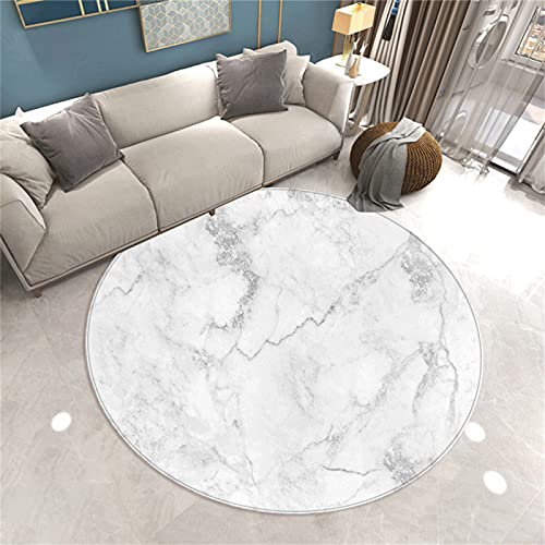 Sticker Superb. Runder Teppich Marmor 3D Schwarz Weiß Grau Nordic Wohnzimmer Dekoration Rutschfester Rugs Schlafzimmer Baby Spiel Krabbelmaschine Waschbar (Grau, 140 cm)