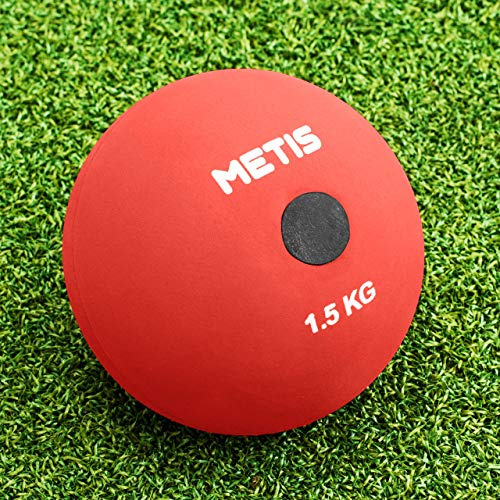 METIS Palla Per Lancio Del peso [5 Pesi Disponibili] | Lancio Del Peso Per Allenamento Atletica | Palla medica Per Atletica | Lancio del peso In gomma | Allenamento Per Lancio (1,5kg, Rosso)