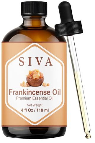 Siva Frankincense Essential Oil - 4 Fl Oz – 100% Natural Boswellia Serrata Oil - for Diffuser, Face, Skin Care, Aromatherapy, Hair Care, Scalp and Body Massage - with Dropper