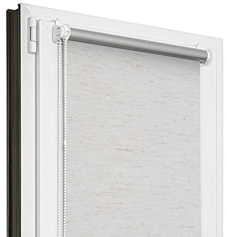Estika Store occultant Thermique sans percage - Lin - 50 x 120 cm - Store Enrouleur sans percage, Stores intérieurs pour Porte ou Fenetre, Protection Thermique