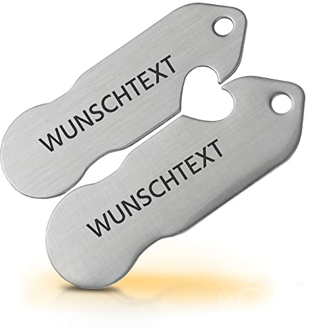 Einkaufswagenlöser 2er Set für Paare, Freunde & Familie mit Herz Motiv/Schlüsselanhänger Personalisiert mit Gravur & Schlüsselfundservice/Einkaufswagenauslöser/Einkaufschip zum Rausziehen