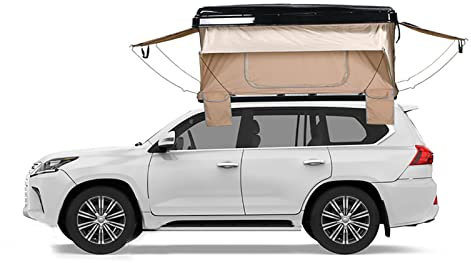 Tenda da Tetto Esterno a Guscio Rigido per Campeggio Fuoristrada 3-4 Persone Veicolo Pop Up SUV Camion Via Terra con Scaletta, Tenda da Tetto a Guscio Rigido per Auto Camion SUV Campeggio Viaggi