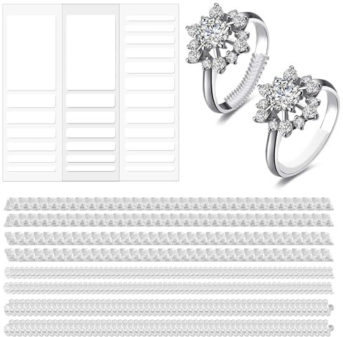Amabro 46 Pièces Ajusteur Bague Invisible,Reducteur De Bague,Ajusteur Réducteur De Bague Invisibles Pour Bagues Desserrées Homme Et Femme Ajustement Invisible En Spirale Toutes Les Tailles Adaptateur