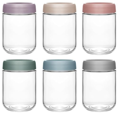 Hikrxya 6 Piezas Tarros de Cristal con Tapa 500ml, Reutilizables Tarros de Avena Nocturna Tarro Cristal Hermetico para Overnight Oats Yogur Mermelada Especias Gachas Cereales