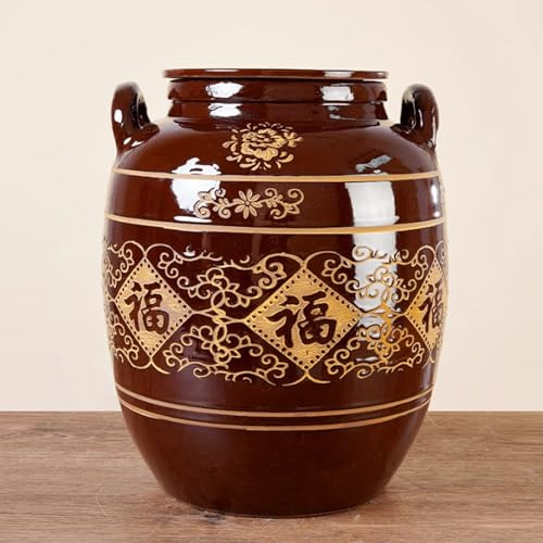 Generico Barattolo per Riso in Ceramica, Secchio per Riso in Ceramica con Coperchio, Secchio di stoccaggio in Ceramica, distributore di Cibo, Cilindro per Riso in Ceramica, Secchio per Cibo in cerami