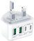 USB C Plug UK, 40W 4-Port USBC Plug Fast Charge Multi Charger Plug Dual PD Power Adapter +QC Wall Charger Head Multiport Type C Charging Plug for iPhone 16 15 14 13 12 11 Pro Max Plus, Samsung, iPad