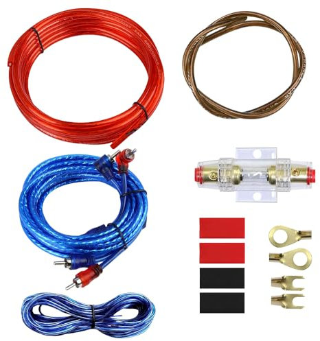 SGZIOO 10GA Cable Ampli Voiture, 1500w Kit Cablage Ampli Voiture, Câble Audio pour Voiture 4,5m, Cable Caisson de Basse, Cable Subwoofer für Caisson de Basse Voiture Amplifié
