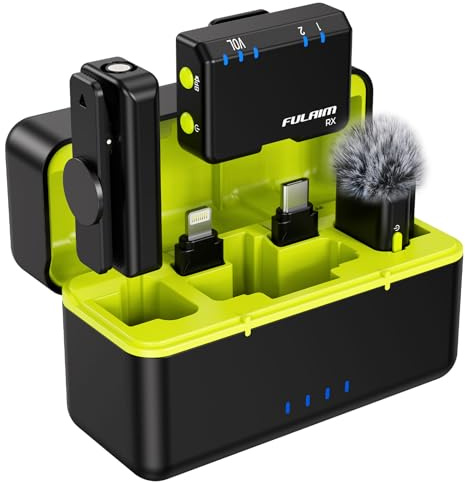 FULAIM X6S Micro Cravate sans Fil pour iPhone, Microphone Lavalier Double Canal avec Réduction de Bruit AI, Audio 48kHz/24Bit, Étui de Charge pour Smartphone, Caméra & Enregistrement Vidéo