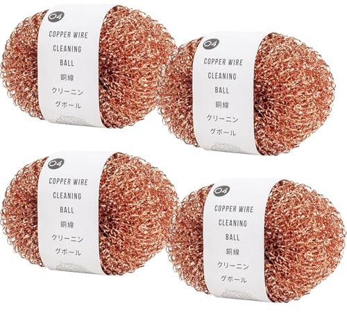Eponge Cuivre Vaisselle, 4 Pièces Grattoir Cuivre Poele INOX, Brosse pour Plats Et Tampons À Récurer Cuisine, Éponges Métalliques pour Nettoyer Four Grille Salle De Bain Et Ustensiles De Cuisine