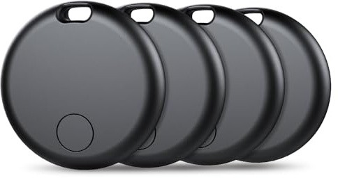 Tracker Tags Bluetooth Item Finder-4Pack，Compatible with Apple Find My APP (iOS Only) Replaceable Battery, IP67 Waterproof, Suitable for Luggage, Bags, Wallets, Backpacks, Keys Tracking Tag, Black