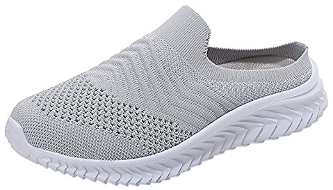 Damträskor sneakers, fritidsskor dam sneake slip-on skor lediga tofflor mesh ventilerande halvskor utomhus barfotaskor mjuk sula slip-skor båge stöd vinterskor 1