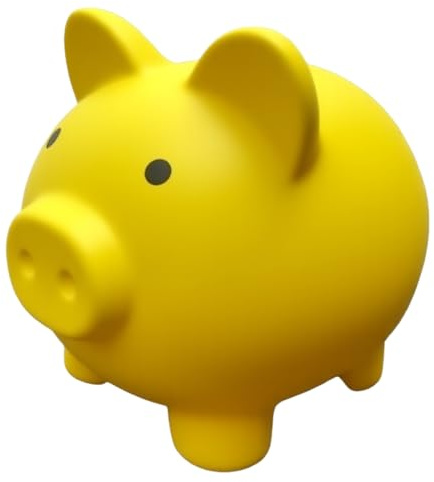 XNXA Large Unbreakable Plastic Piggy Bank for Kids and Adults, Cute Pink Pig Money Coin Bank, Savings Box for Cash and Coins, Birthday Gift for Boys and Girls, Children Room Decor (Yellow)