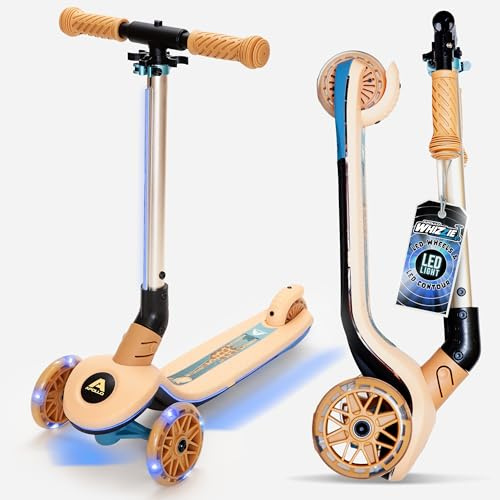 Apollo Whizzie LED-barnscooter, vikbar barnscooter, höjdjusterbar trehjulsscooter för barn från 3 år, LED-effekt i hjul, styre och däck, 3-hjulig scooter i cool design