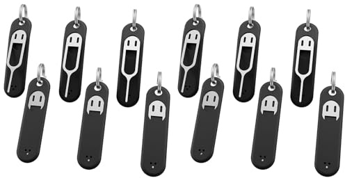 Mokamika 12 unidades de tarjeta SIM para extraer tarjetas SIM, compartimento para tarjetas SIM, herramienta de extracción de aguja, expulsor, con extraíble, color negro