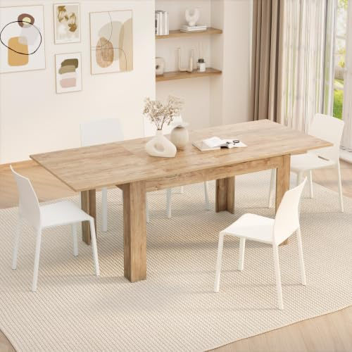 Mobili Fiver, Easy, Extendable Dining Table, 55,1(86,6) x35,4 in, Oak, for 6-8 People, Expandable Dining Table for Kitchen, Italian Furniture