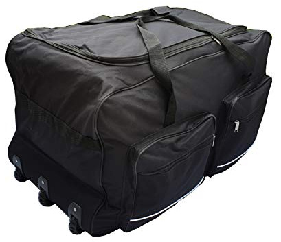 Bolsa de Viaje Blanda Deportes Maleta Trolley Grande con Ruedas. Talla L-100L, XL-115L, XXL-150L, XXXL-200L. Negro y Azul (Negro, 150L)