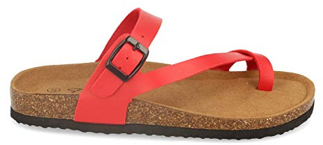 shoes&blues.es Sandalia de Dedo Mujer tipo Esclava con Tira Cruzada y Planta Anatomica Bio. Primavera Verano 2020.. Talla 38 Rojo