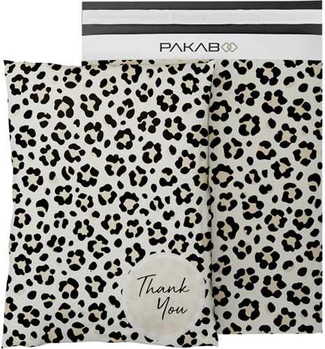 PAKABOO Poly Mailer Shipping Bags 10x13 Inch, 100 Pack, Non-Padded Envelopes with Tamper Proof Self-Seal, Cheetah Print Packaging